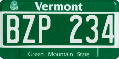 VT license plate BZP234