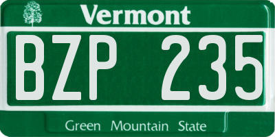 VT license plate BZP235