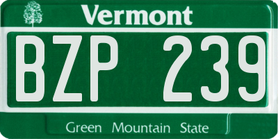 VT license plate BZP239