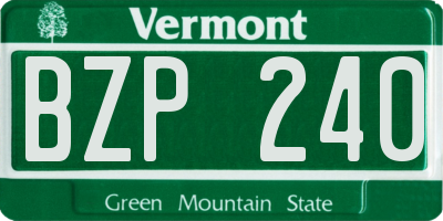 VT license plate BZP240