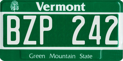 VT license plate BZP242