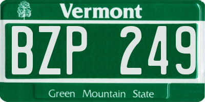 VT license plate BZP249