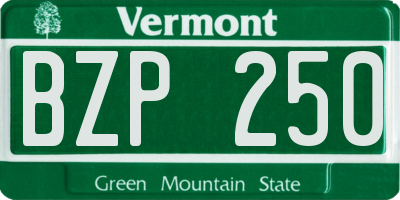 VT license plate BZP250