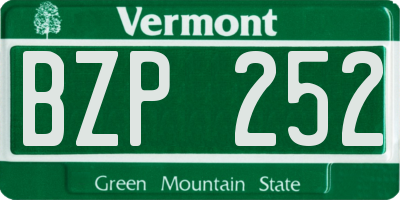 VT license plate BZP252