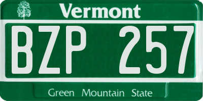 VT license plate BZP257
