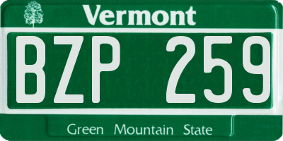 VT license plate BZP259