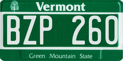 VT license plate BZP260