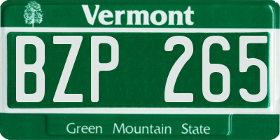 VT license plate BZP265