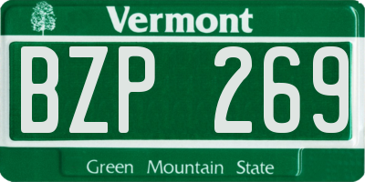 VT license plate BZP269