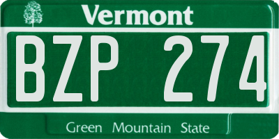 VT license plate BZP274