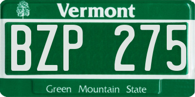 VT license plate BZP275