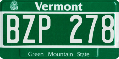 VT license plate BZP278