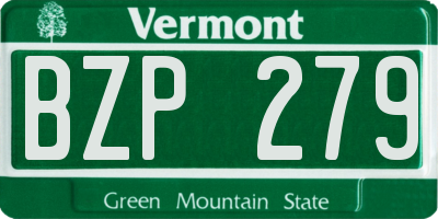 VT license plate BZP279