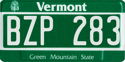 VT license plate BZP283