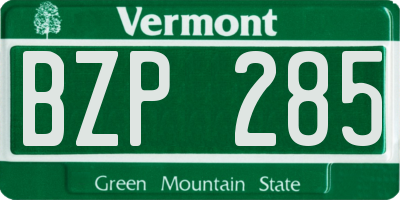 VT license plate BZP285