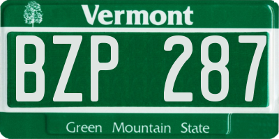 VT license plate BZP287