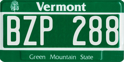 VT license plate BZP288