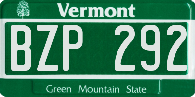 VT license plate BZP292