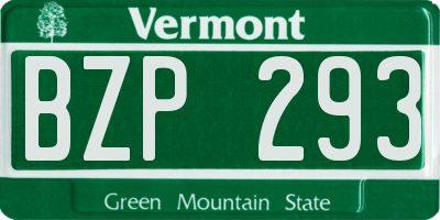 VT license plate BZP293