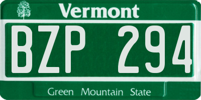 VT license plate BZP294