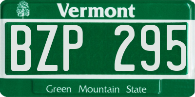 VT license plate BZP295