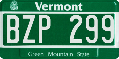 VT license plate BZP299