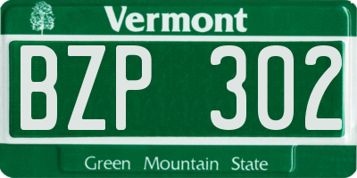 VT license plate BZP302