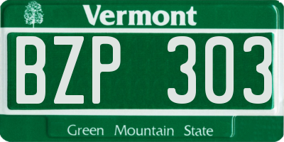 VT license plate BZP303