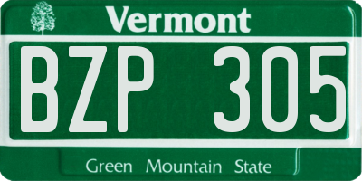 VT license plate BZP305