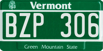 VT license plate BZP306