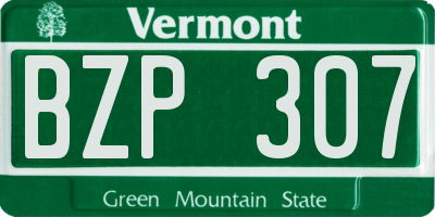 VT license plate BZP307