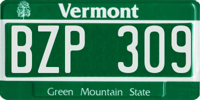 VT license plate BZP309