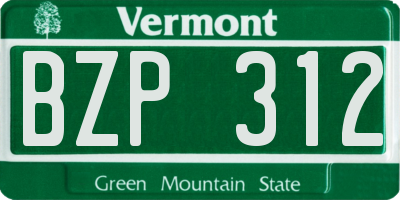 VT license plate BZP312