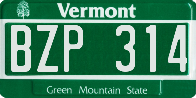 VT license plate BZP314