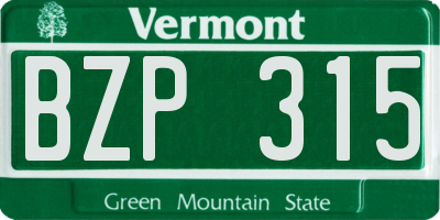 VT license plate BZP315