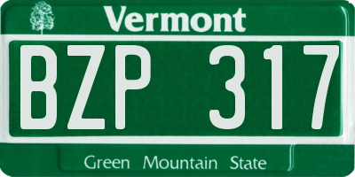 VT license plate BZP317