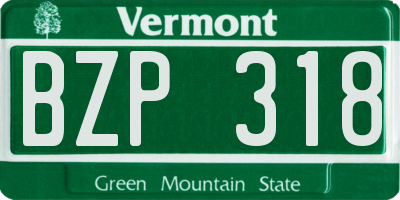VT license plate BZP318