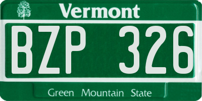 VT license plate BZP326