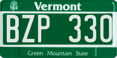 VT license plate BZP330
