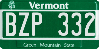 VT license plate BZP332