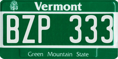 VT license plate BZP333