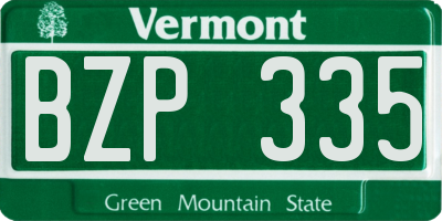 VT license plate BZP335