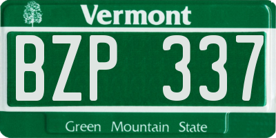 VT license plate BZP337
