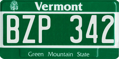 VT license plate BZP342