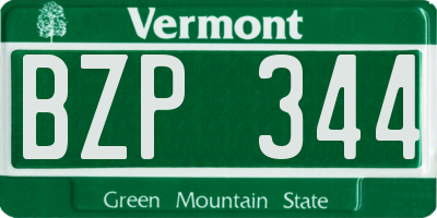 VT license plate BZP344