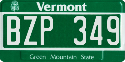 VT license plate BZP349
