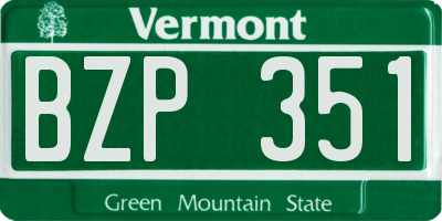 VT license plate BZP351