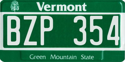 VT license plate BZP354