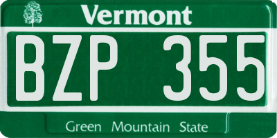 VT license plate BZP355