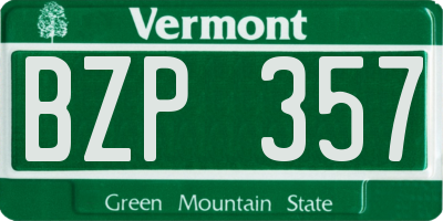 VT license plate BZP357